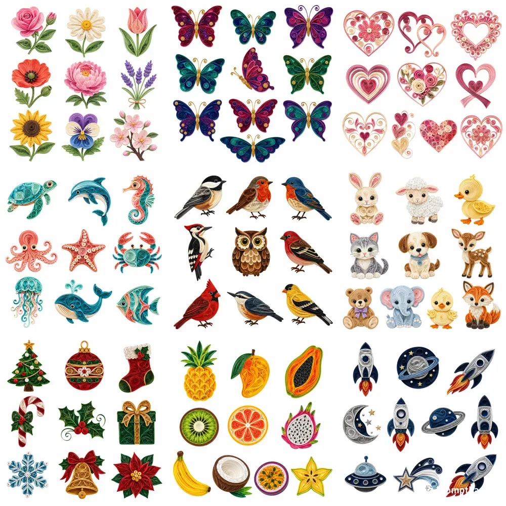 Paper Quilling Clipart Any Themes