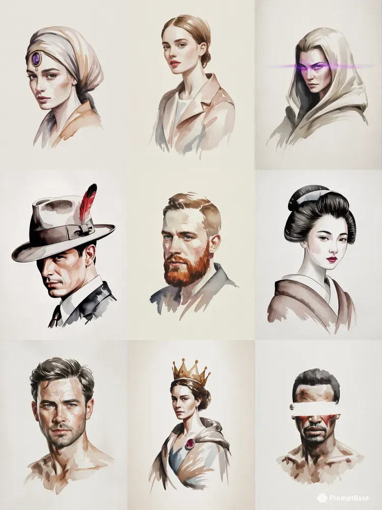 Minimalist Watercolor Portraits
