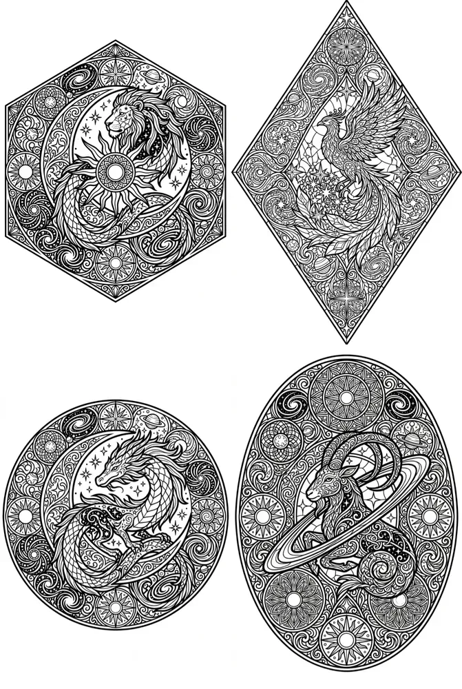 Stained Glass Zodiac Coloring Pages