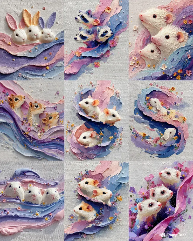 Impasto Pastel Pet Trio Canvases