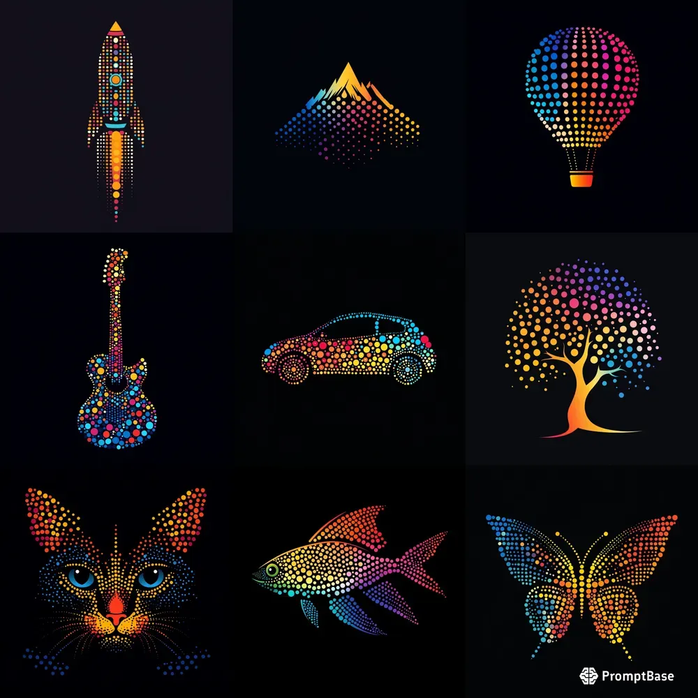Colorful Minimalism Modern Dotted Logos