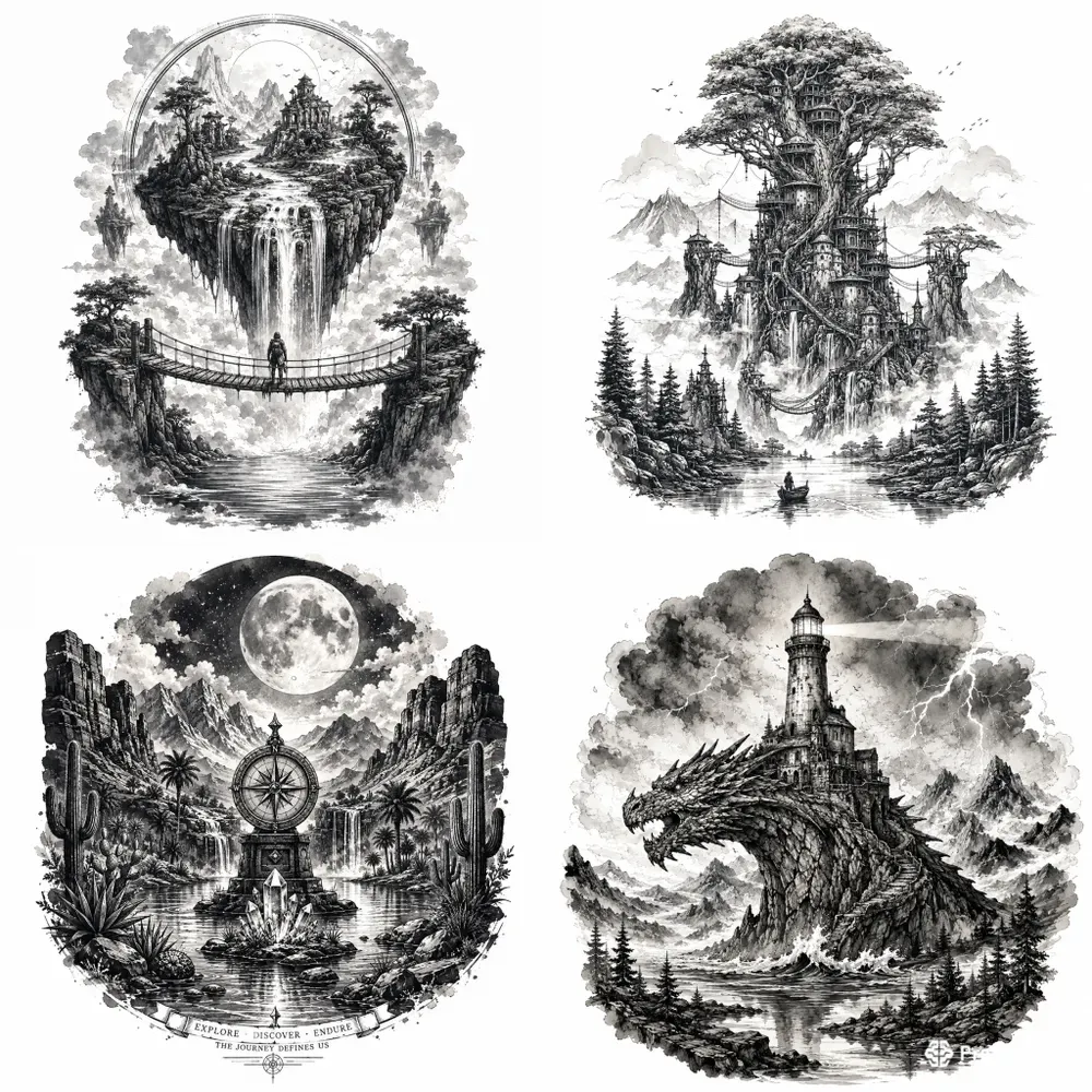Mystical Nature Journey Ink Illustrations