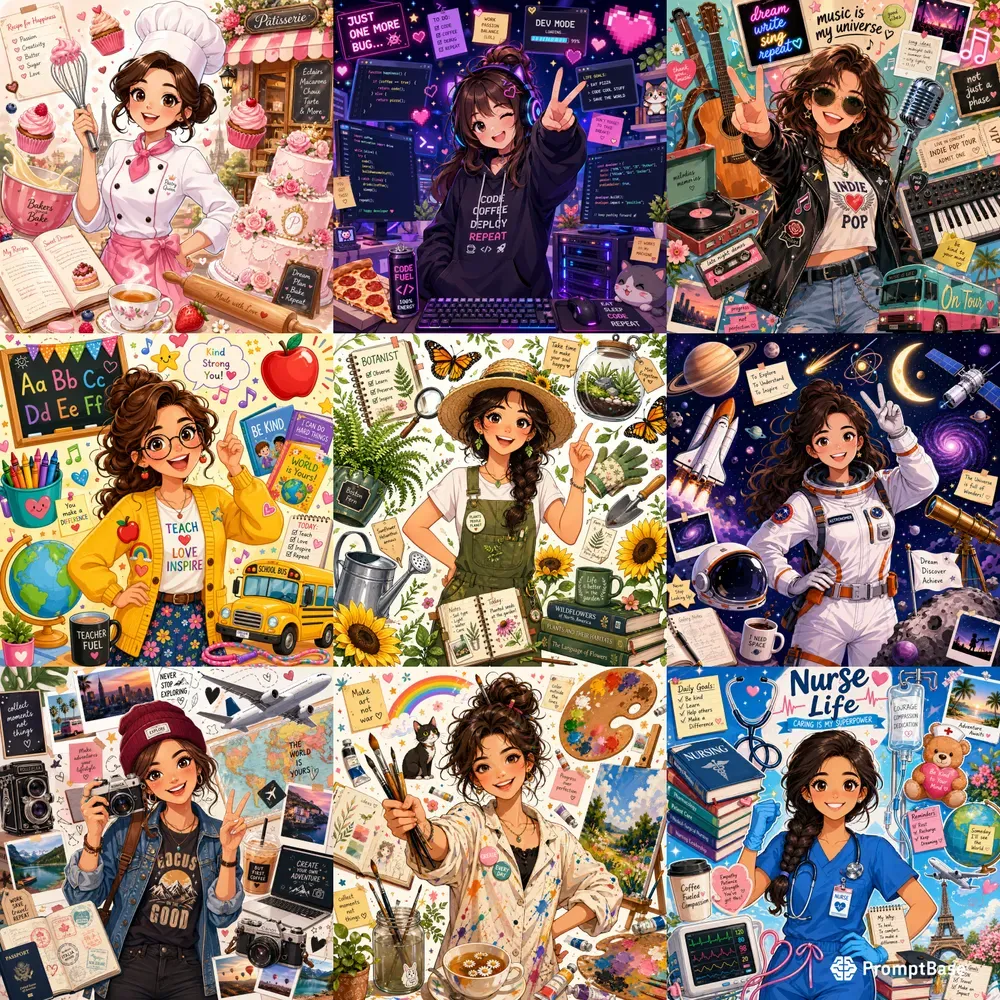 2D Floating Career Collages