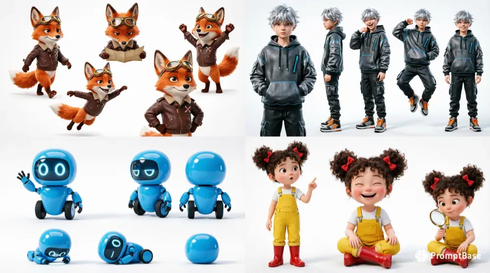 3D Pixar Character Design Sheets