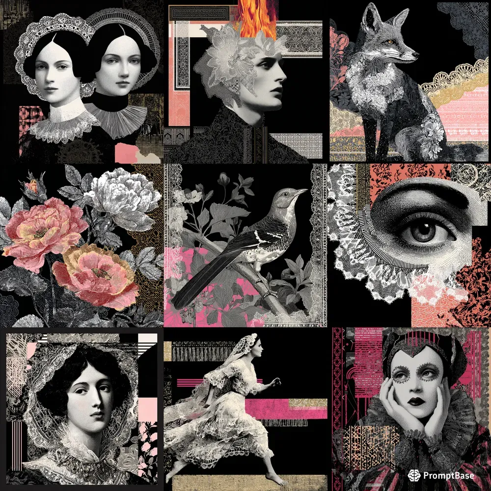Vintage Gothic Lace Collages