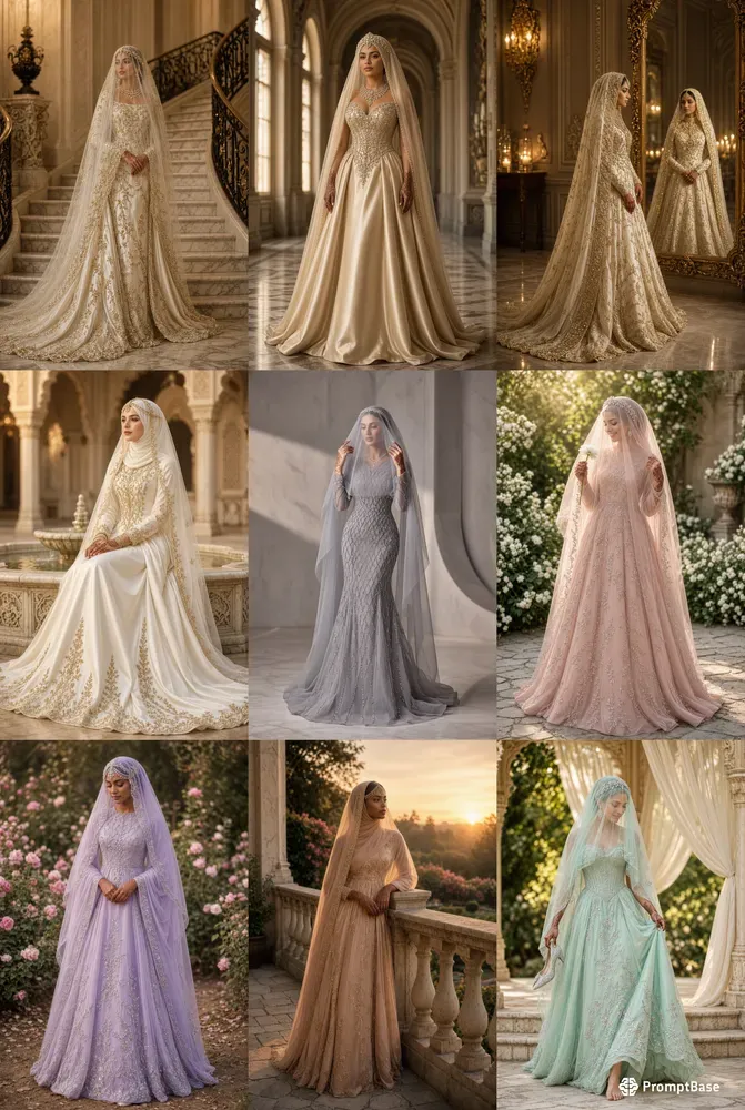 Luxury Arabic Hijab Bridal Gown 20 Packs
