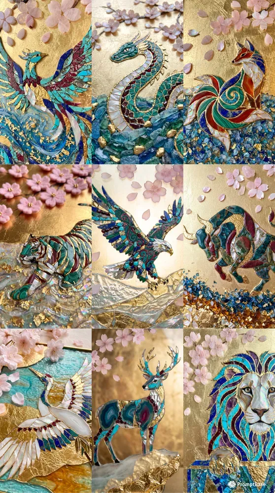 Gold Foil Gemstone Mosaic Style