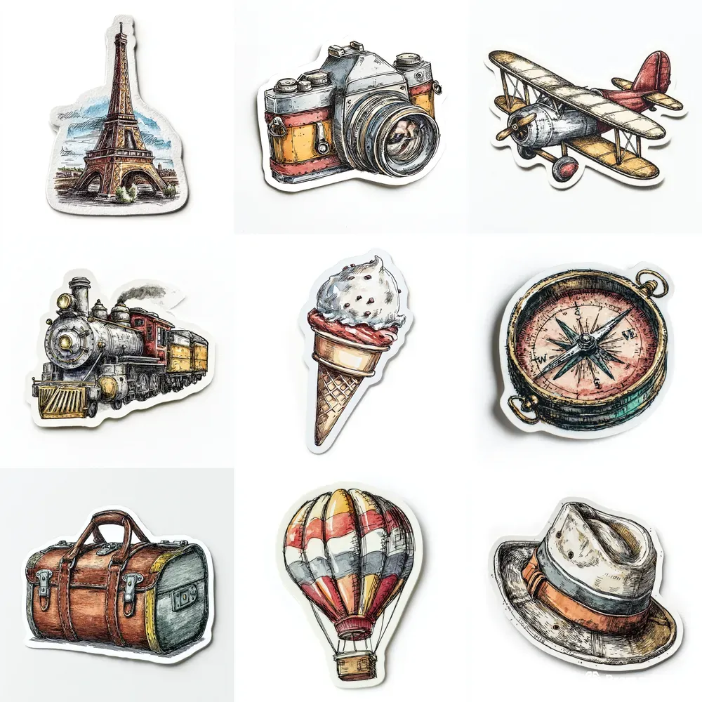 Vintage Travel Sticker Design Clipart