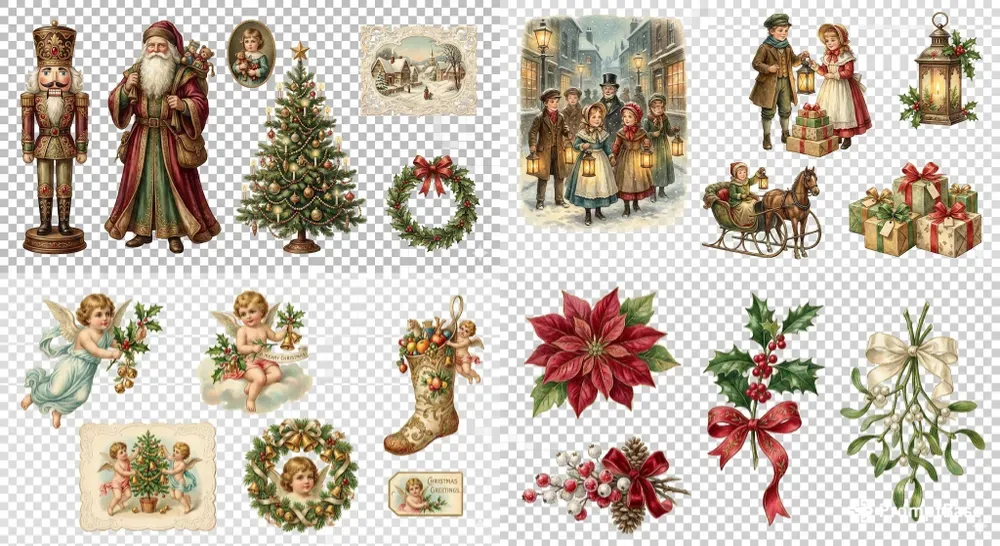 Victorian Christmas Ephemera Sheets
