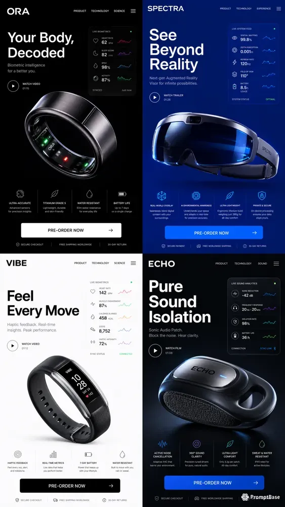 Swiss Aesthetic Wearable Tech Mobile UIs
