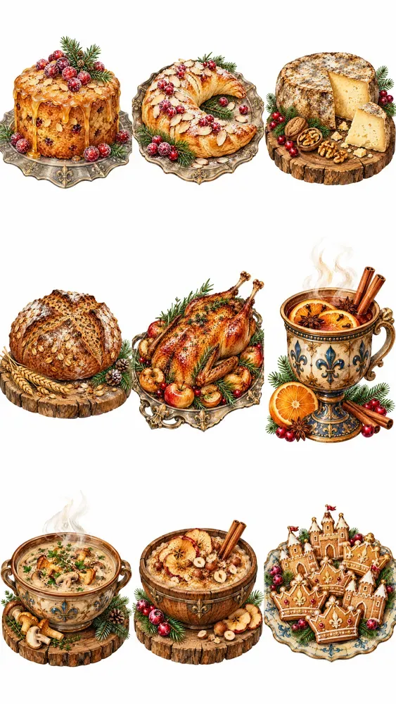Winter Medieval Castle Food Cliparts
