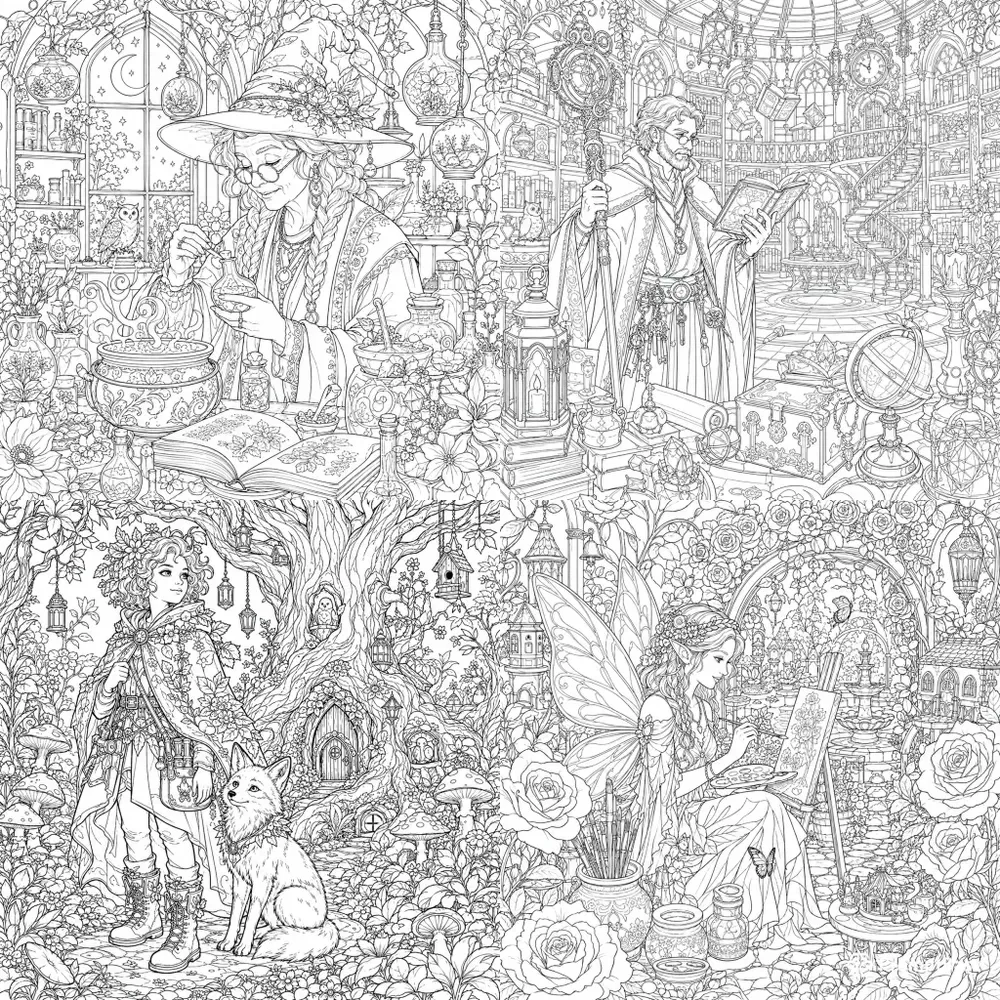 Cozy Fantasy Coloring Books