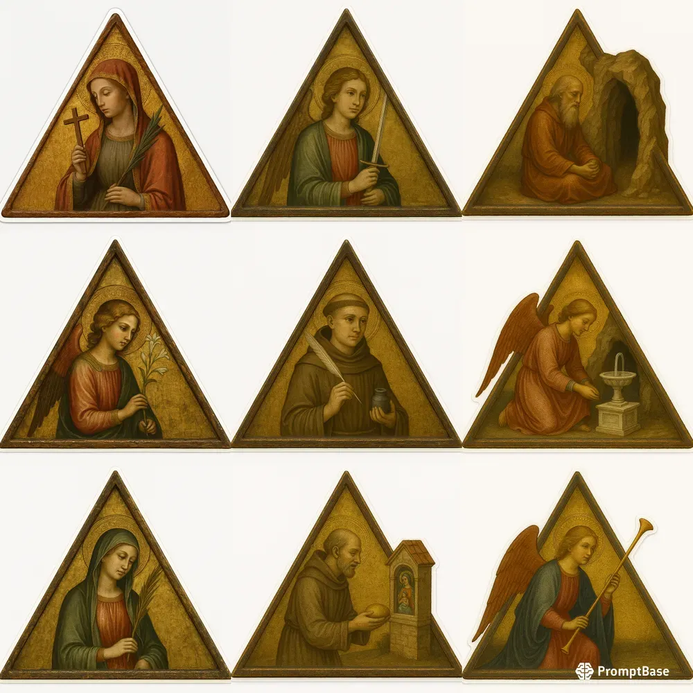 Triangular Renaissance Religious Stickers