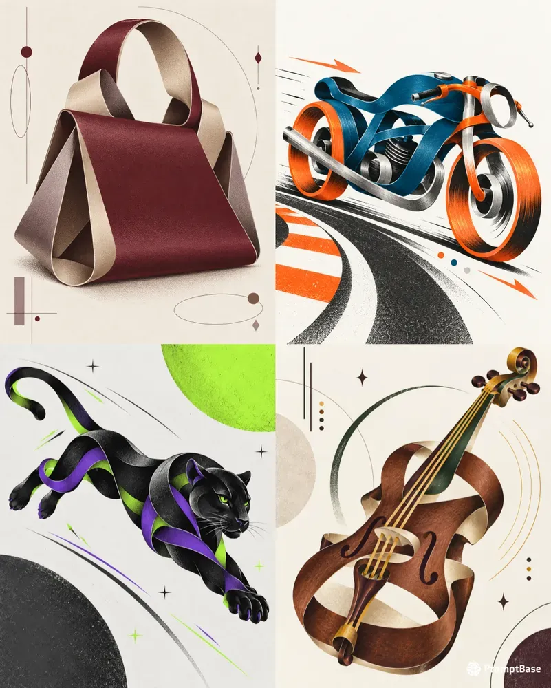 Continuous Ribbon Illustrations