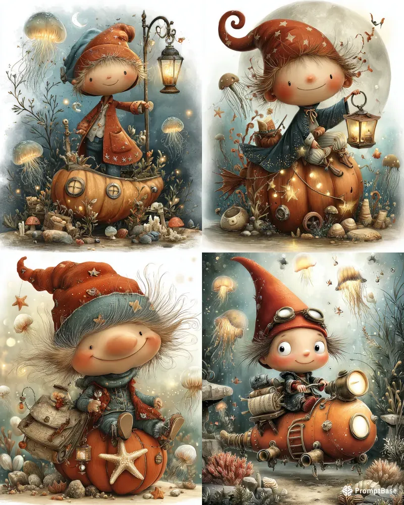 Pumpkin Submarine Captain Gnomes