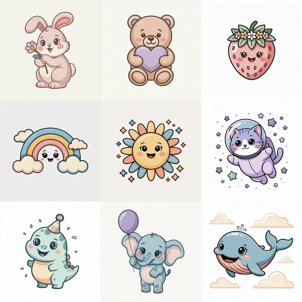 Cute Pastel Kids Vector Illustrations