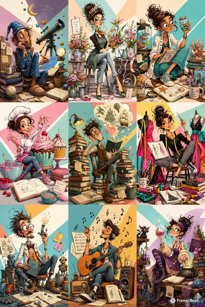 Whimsical Caricature Artist Characters