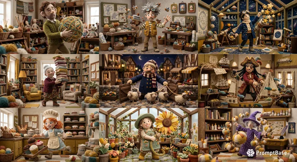 Knitted Wool Character Scenes