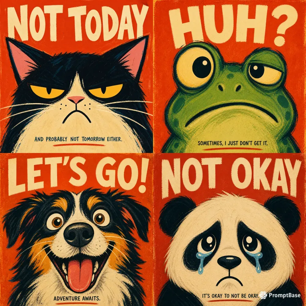 Emotional Animal Face Posters