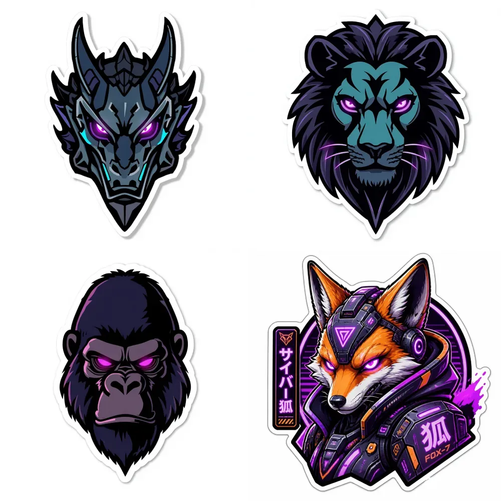 3D Cyberpunk Gaming Animal Mascot Stickers