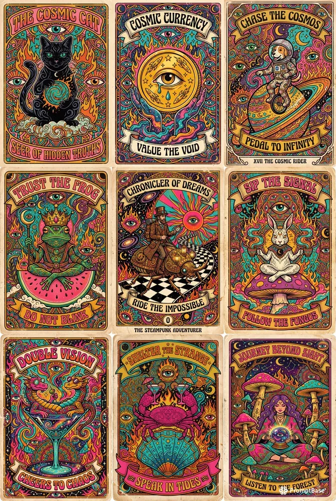 Vintage Psychedelic Tarot Cards