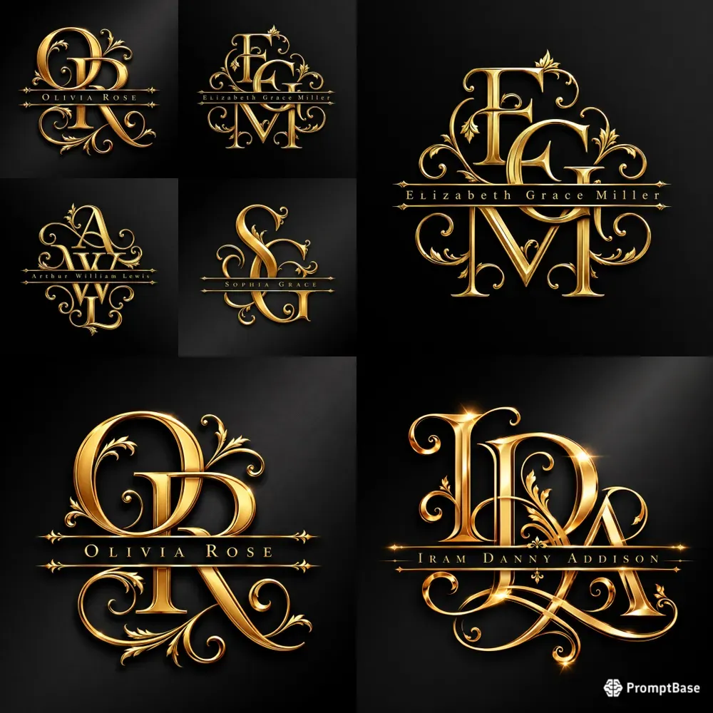 Royal Gold Flourish Monogram Generator