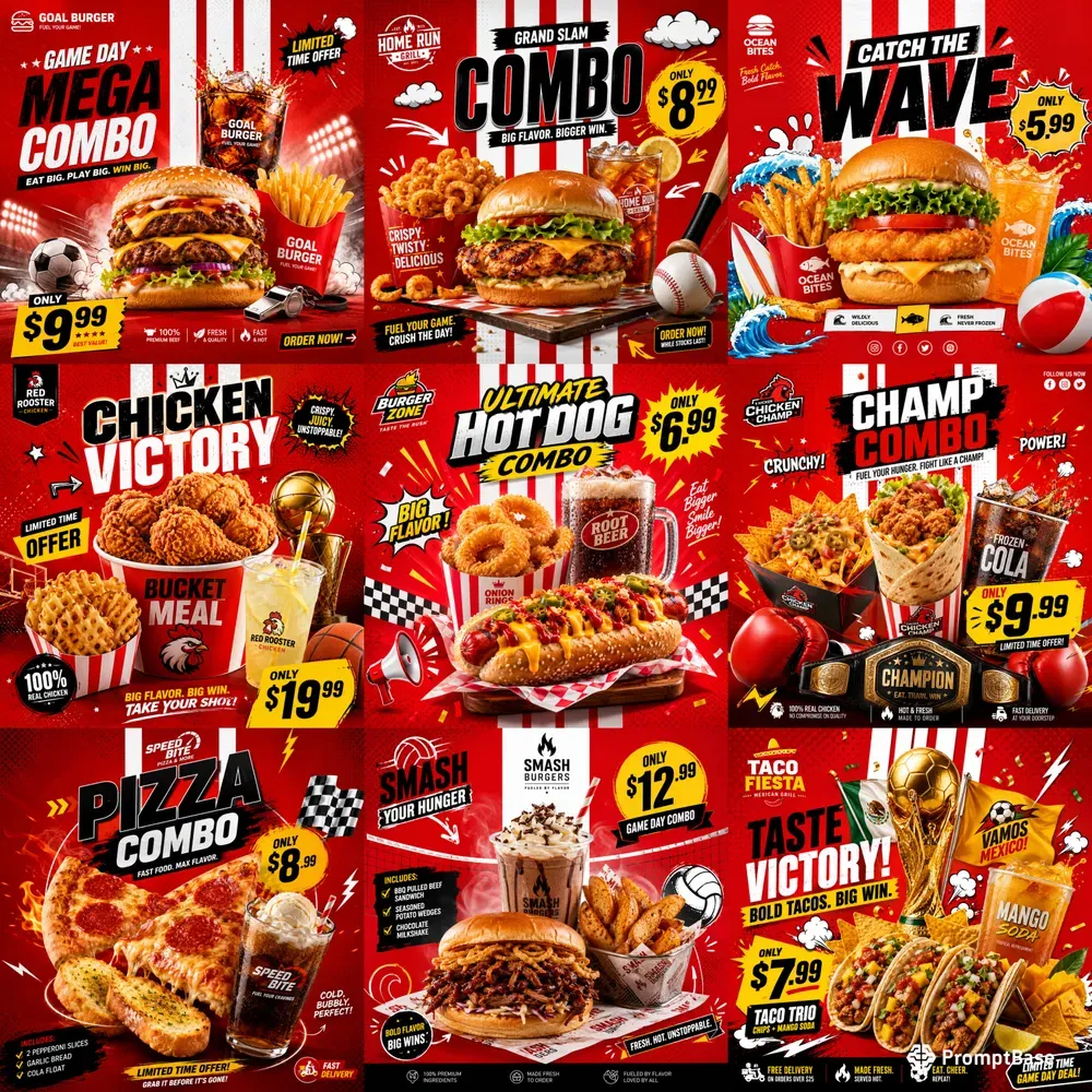 Bold Red Fast Food Promos