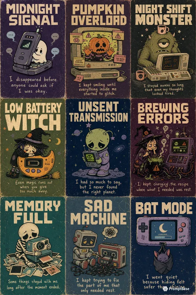 Spooky Retrotech Story Posters