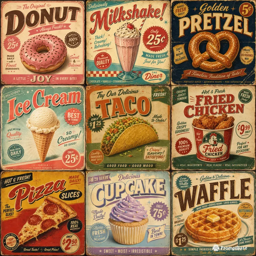 Vintage Retro Food Poster Collections