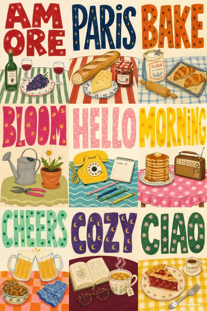 Naive Typography Cafe Art