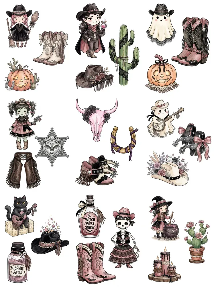 Spooky Western Coquette Goth Clipart Sets