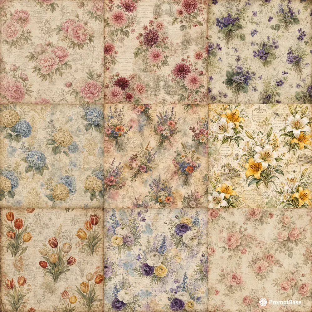 Vintage Floral Pattern Scrapbook Papers