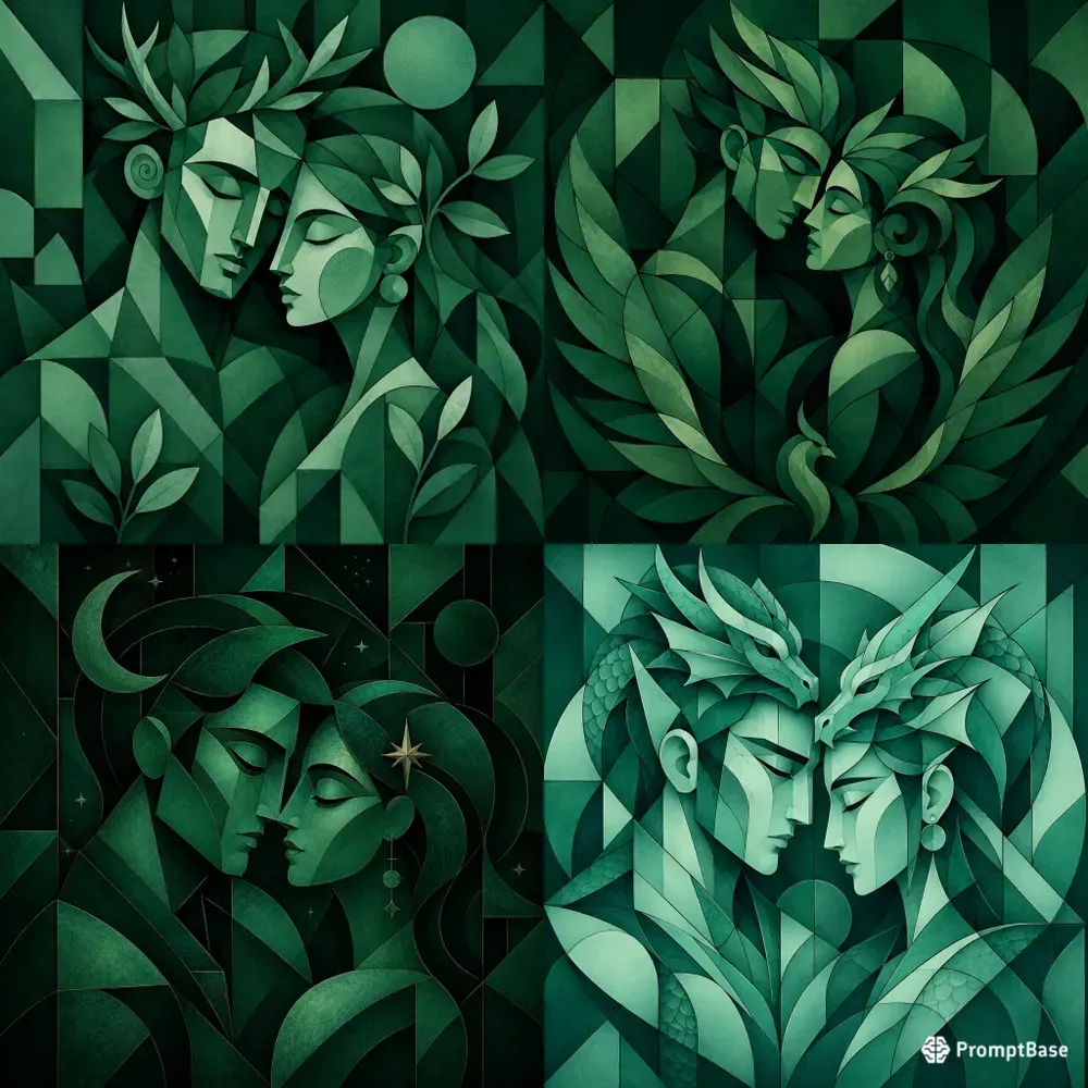 Emerald Geometric Romance Portraits
