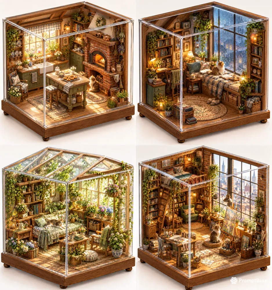 Cats In Cozy Homes Miniature Dioramas