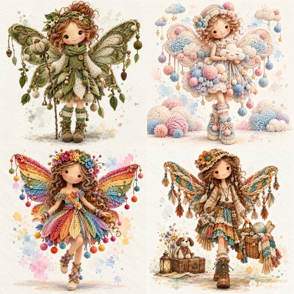 Whimsical Knitted Fairy Art