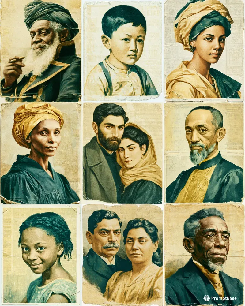 Vintage Editorial Portrait Paintings