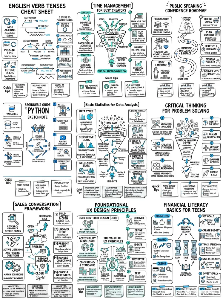Whiteboard Course Sketchnote Poster Packs