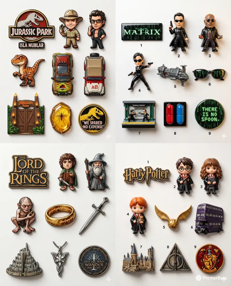 3D Pop Culture Fridge Magnet Sets