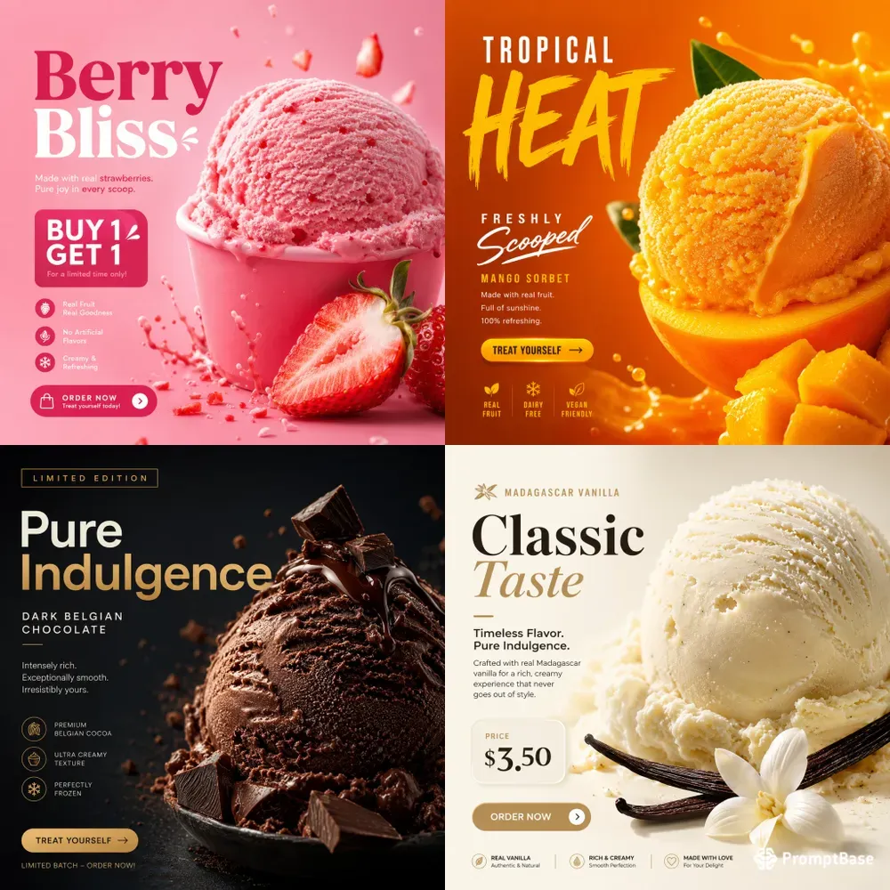 Premium Ice Cream Ad Social Assets