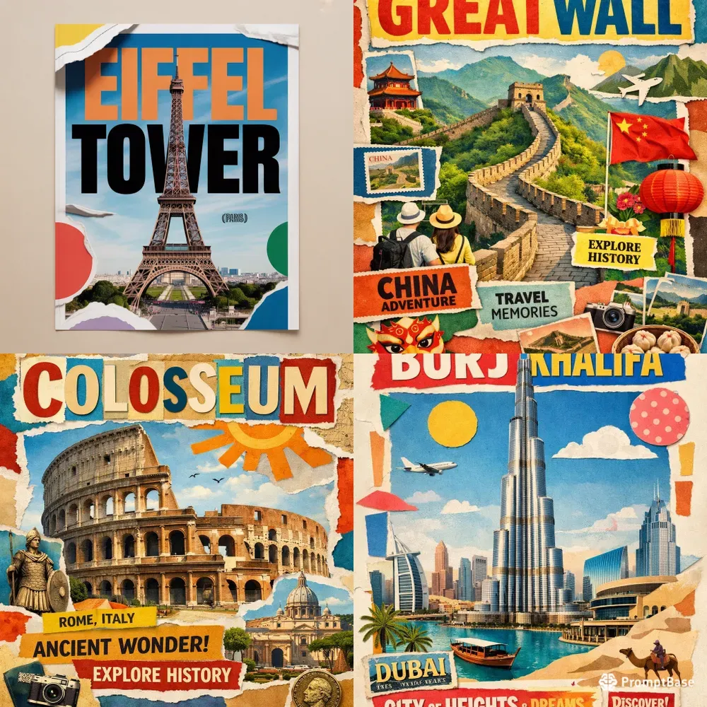 World Monuments Magazine Collages