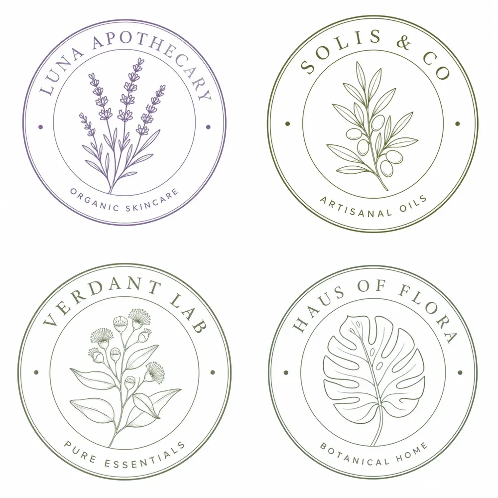 Line Art Botanical Stamp Logos