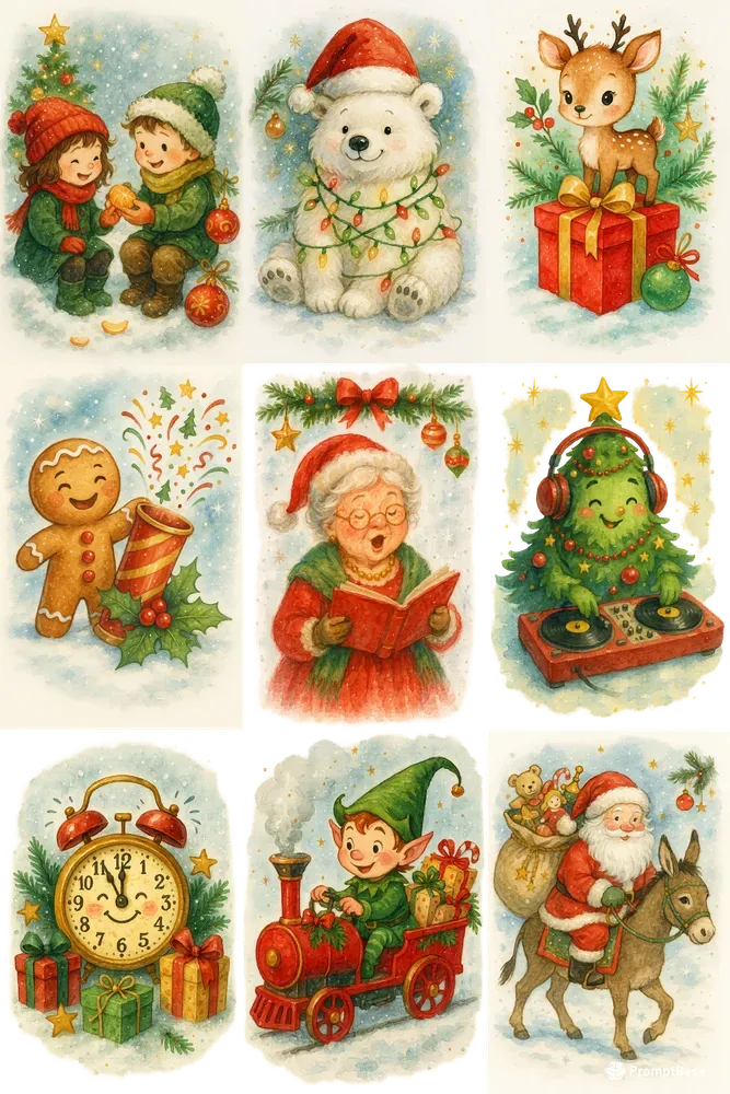 Whimsical Holiday Watercolors