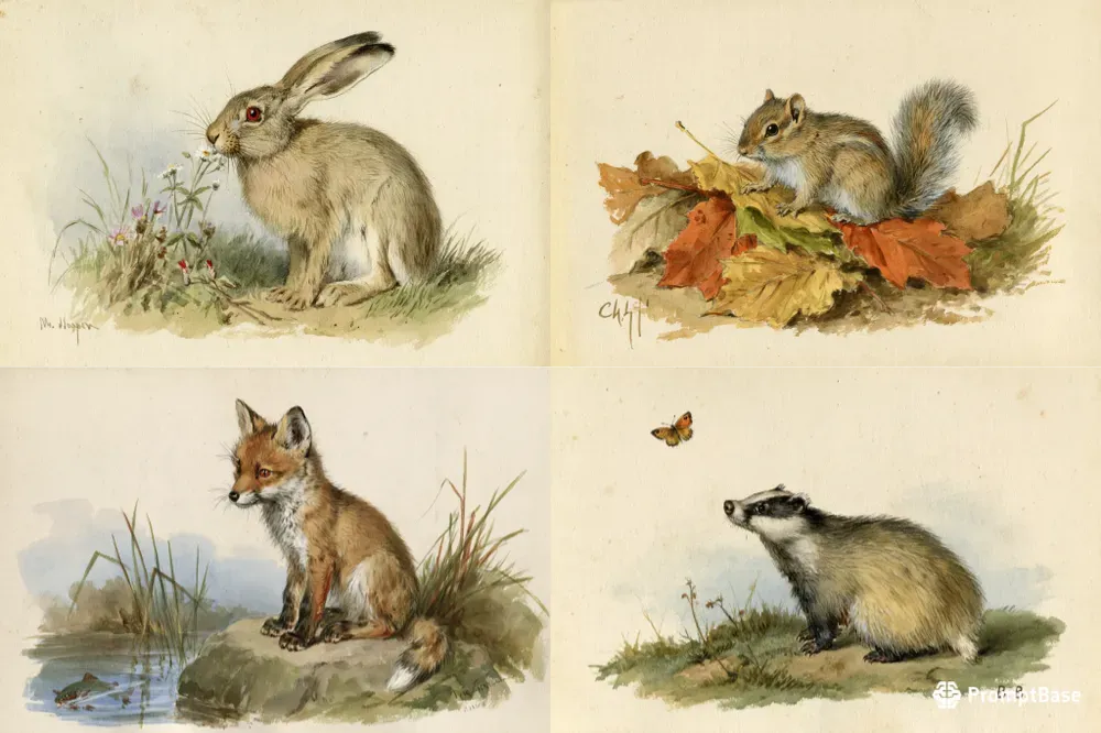 Watercolor Woodland Animals