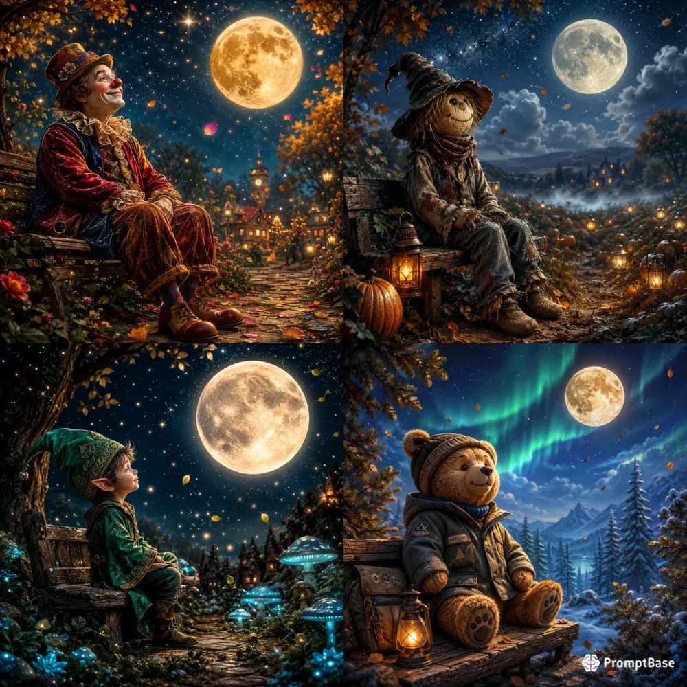 Whimsical Moonlit Dream Characters