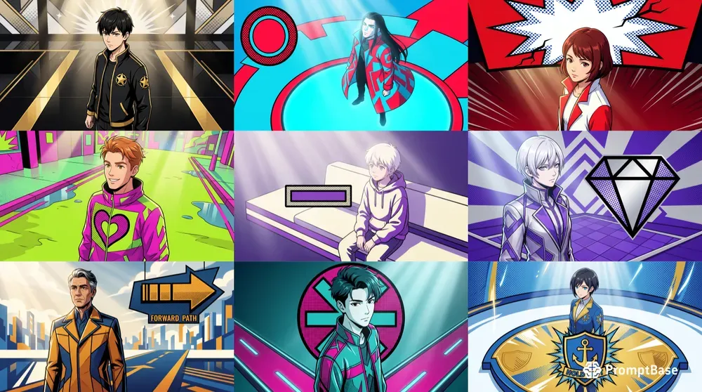 Anime Pop Art Emblem Characters