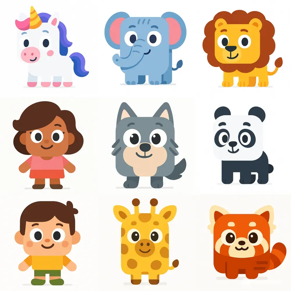 Iconic Blocky Animal Characters