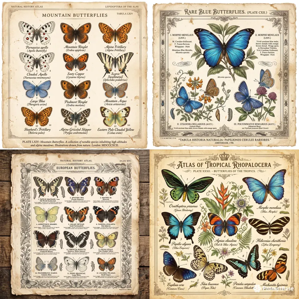 Vintage World Butterflies Atlas Creators