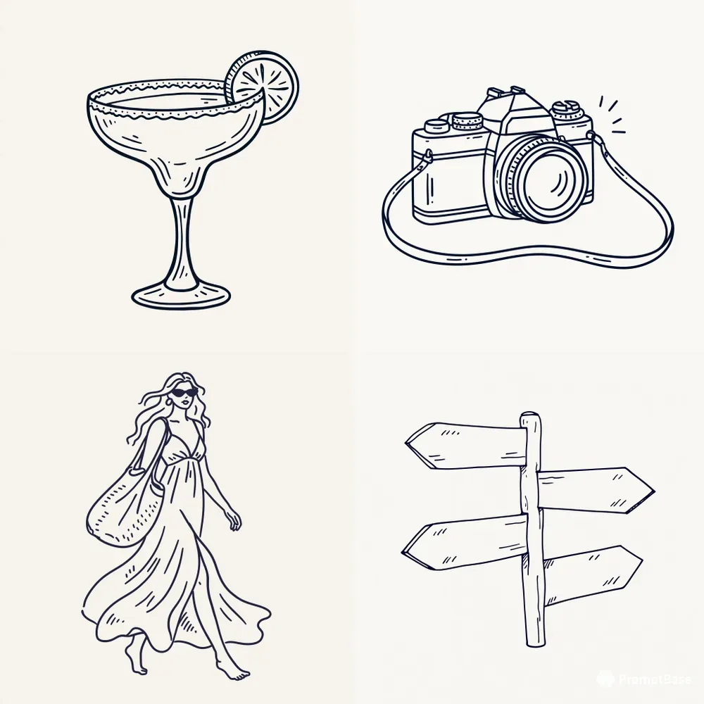 Coastal Resort Ink Illustrations