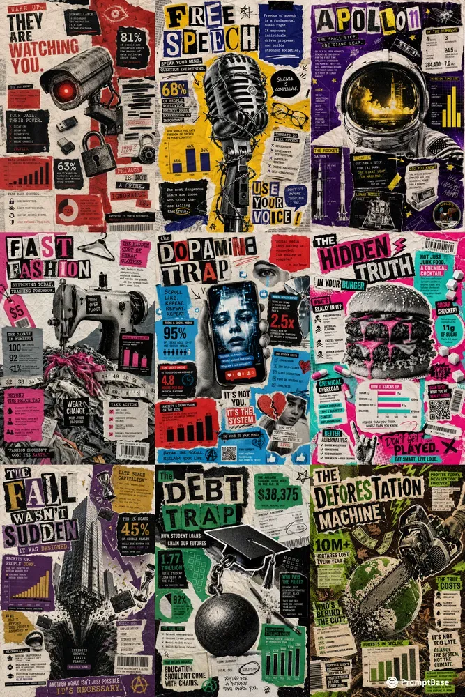 Zine Style Infographic Collages