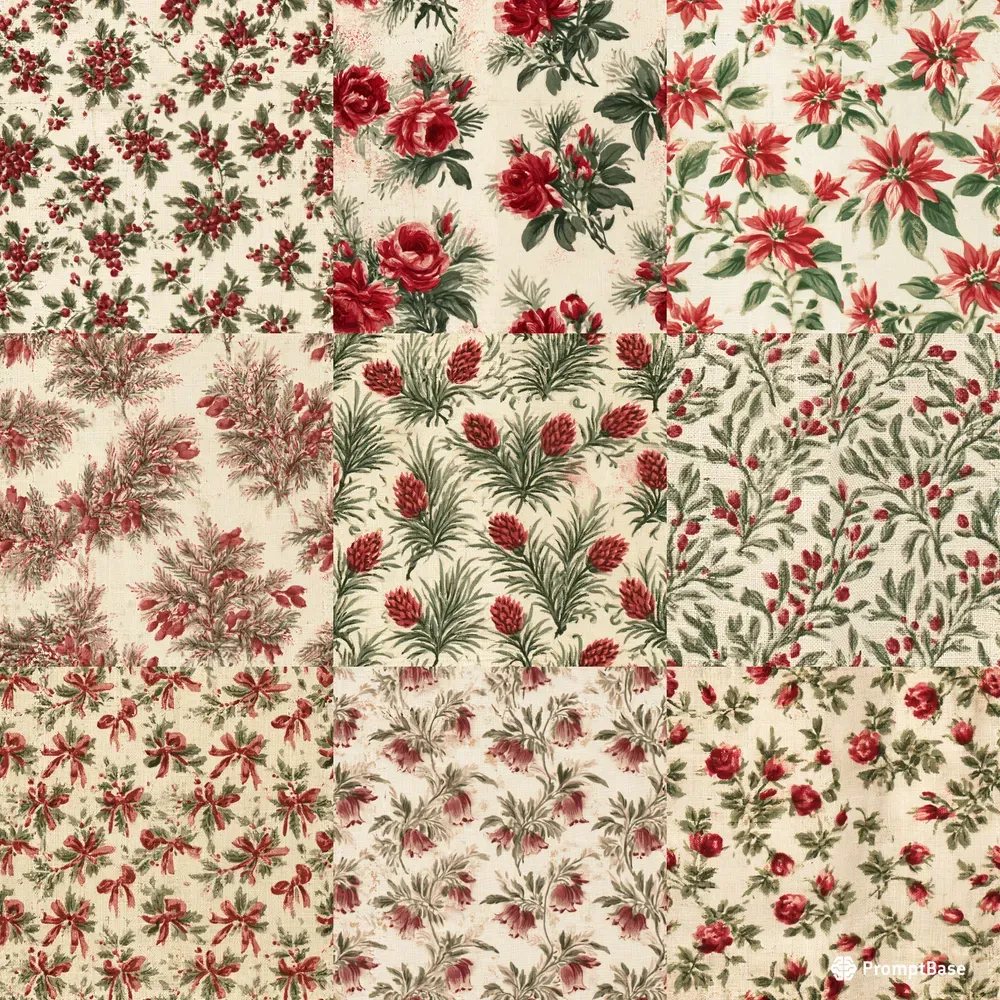Vintage Christmas Calico Backing Papers